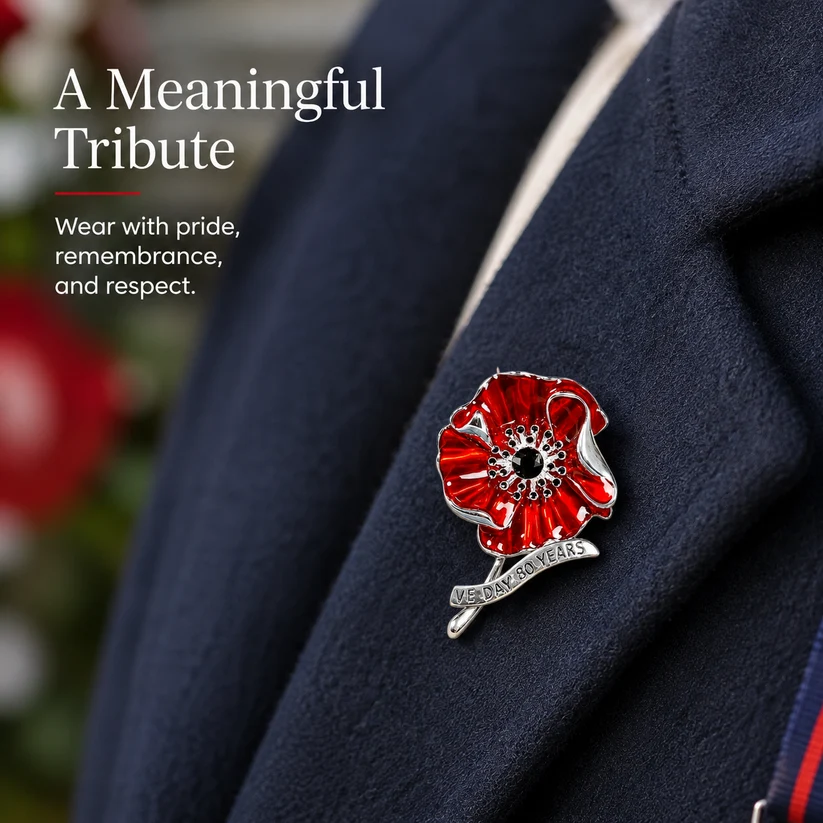 🌺 VE Day 80 Poppy Brooch | Limited Edition Anniversary Keepsake — 🎁 Limited-Time Offer