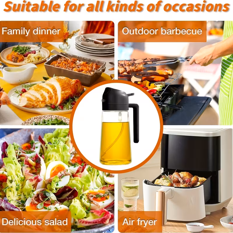 2-in-1 Olive Oil Dispenser Bottle | Spray & Pour Kitchen Oil Bottle for Healthy Cooking
