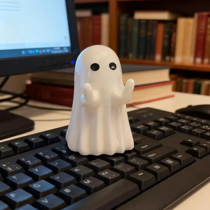 Halloween Ghost Figurine - Plastic Spooky Middle Finger Ghost Decor Cute & Edgy Indoor Outdoor Halloween Decor for Porch & Home