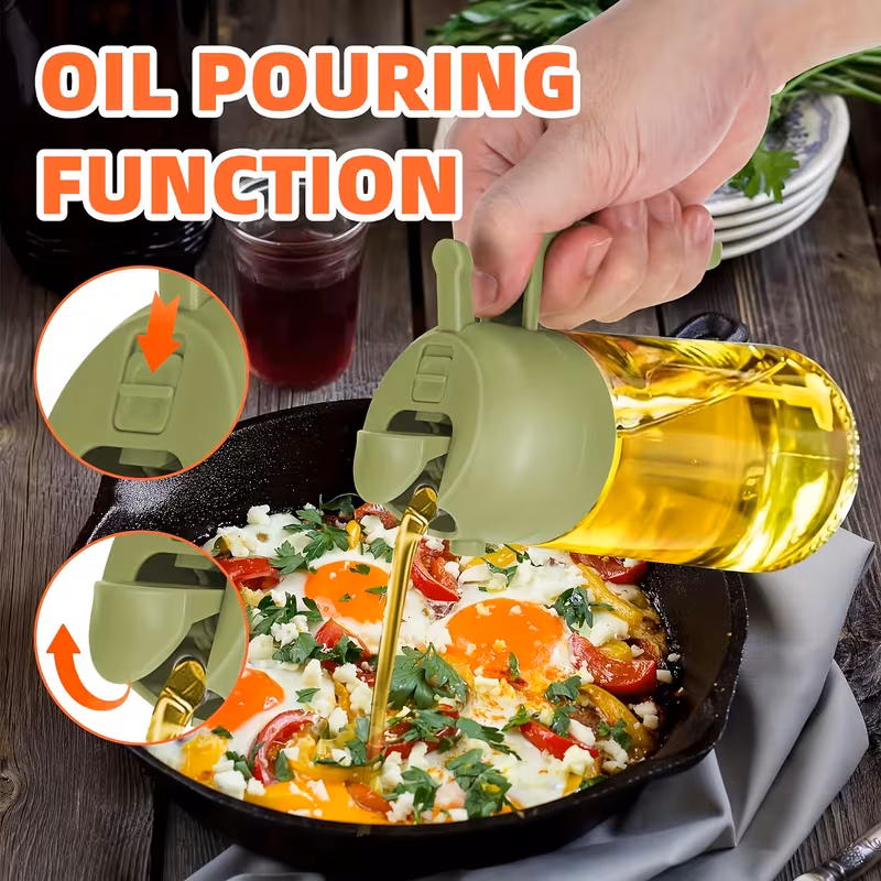 2-in-1 Olive Oil Dispenser Bottle | Spray & Pour Kitchen Oil Bottle for Healthy Cooking