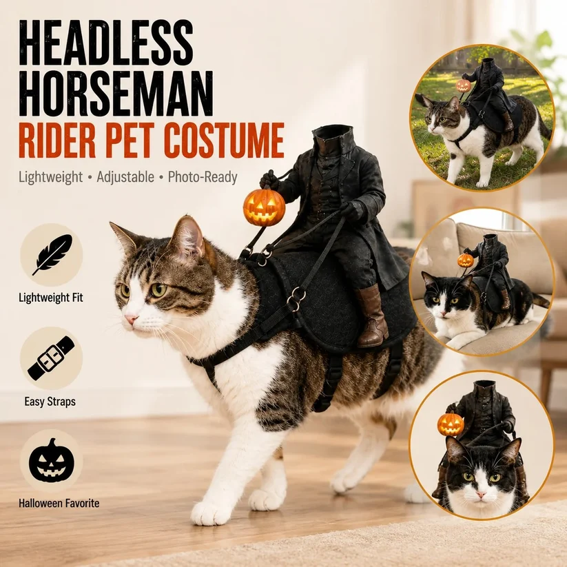 😺The Headless Horseman Rider Pet Costume🎃