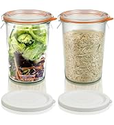 Freshmage Canning Jars 27 oz 2 Pack, Sourdough Starter Jars with 2 Lids Per Jar (Glass Sealing Li...
