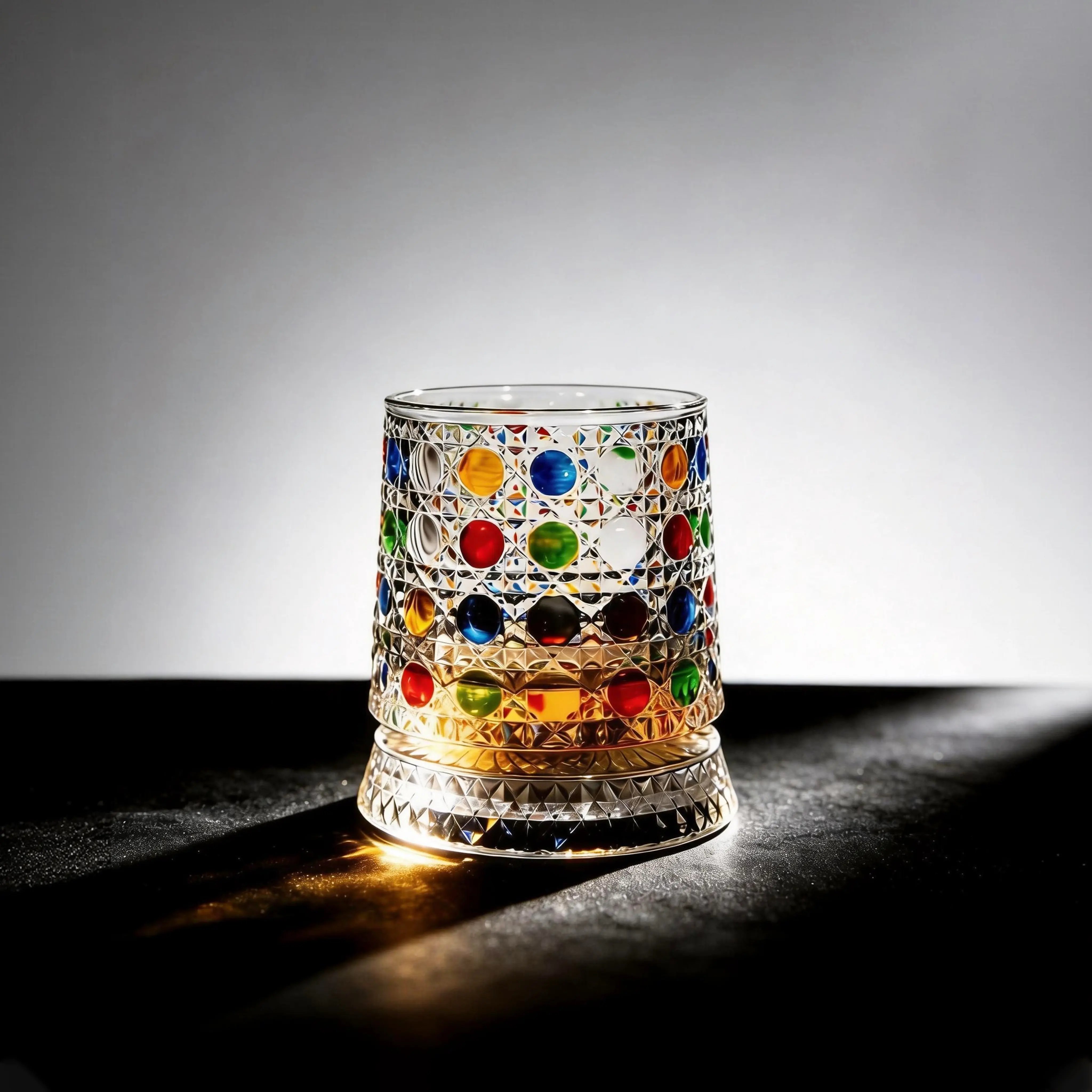 🥃Hand-Painted Embossed Rotating Whiskey Glass 