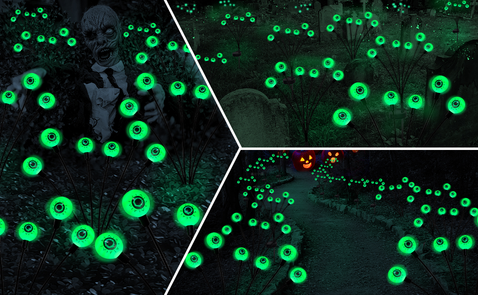 Halloween Decorations Outdoor Solar Scary Eyeball Lights Swaying Lights