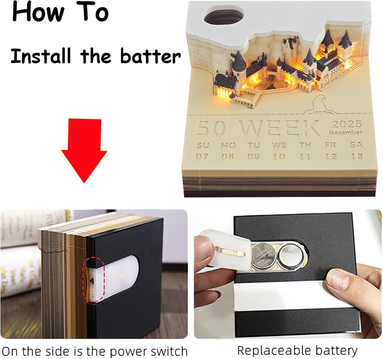 2025 Desk Calendar With LED Lights