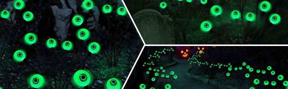 Halloween Decorations Outdoor Solar Scary Eyeball Lights Swaying Lights