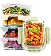5 Pack 25oz Glass Meal Prep Containers with Air Vent Lids, Borosilicate Glass Food Storage Contai...
