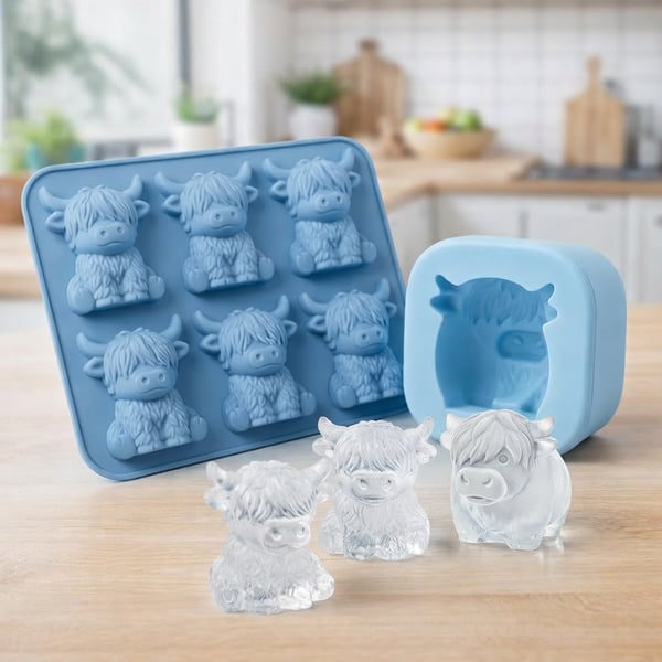 🐮 Mini Highland Cow Ice Cube & Dessert Mold 🧊🍪 Cute 3D Ice for Drinks, Parties & Gifts🎁