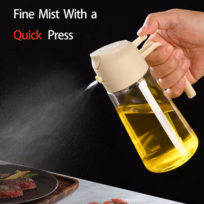 2-in-1 Olive Oil Dispenser Bottle | Spray & Pour Kitchen Oil Bottle for Healthy Cooking