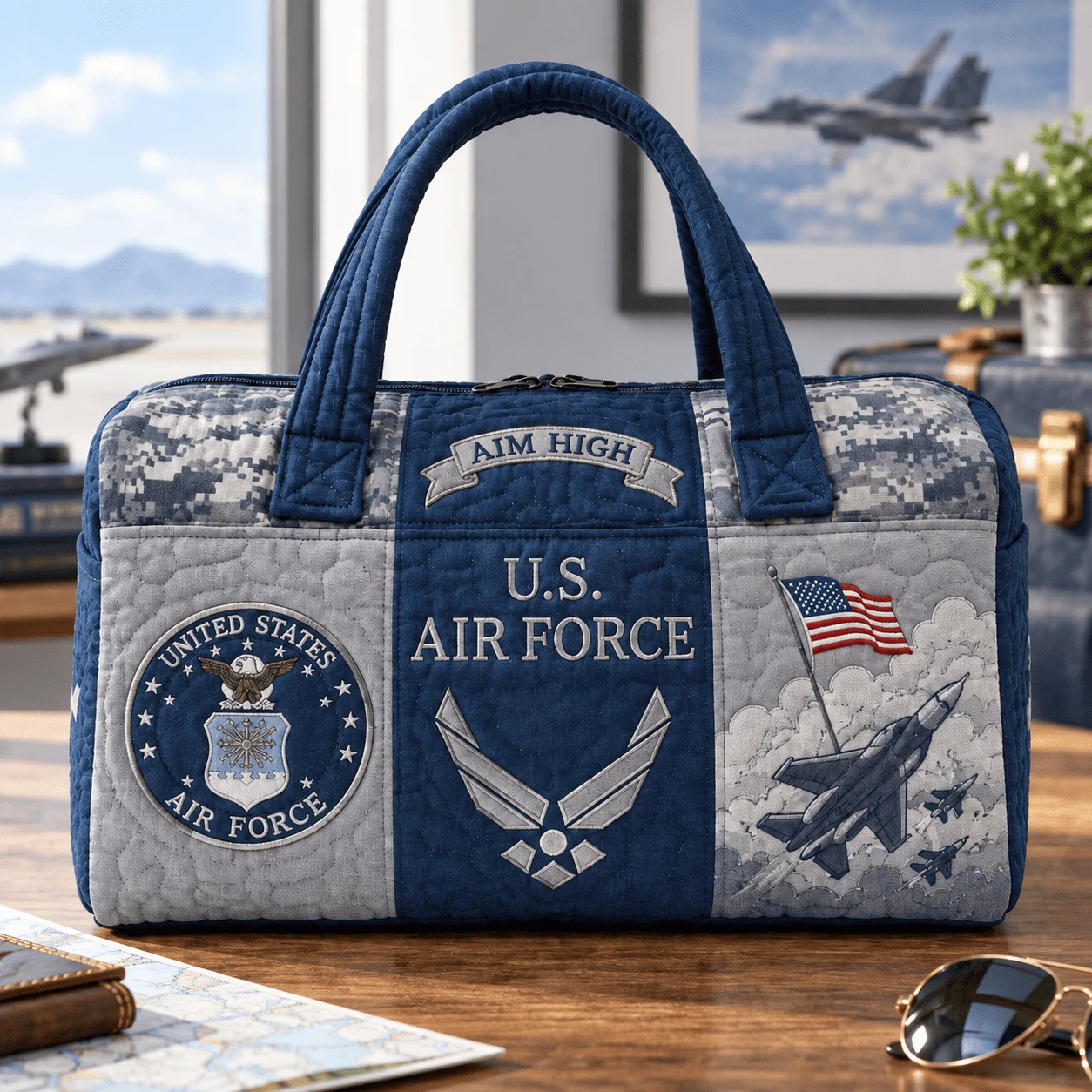 100% Handmade US Military Heritage Quilted Duffel Bag