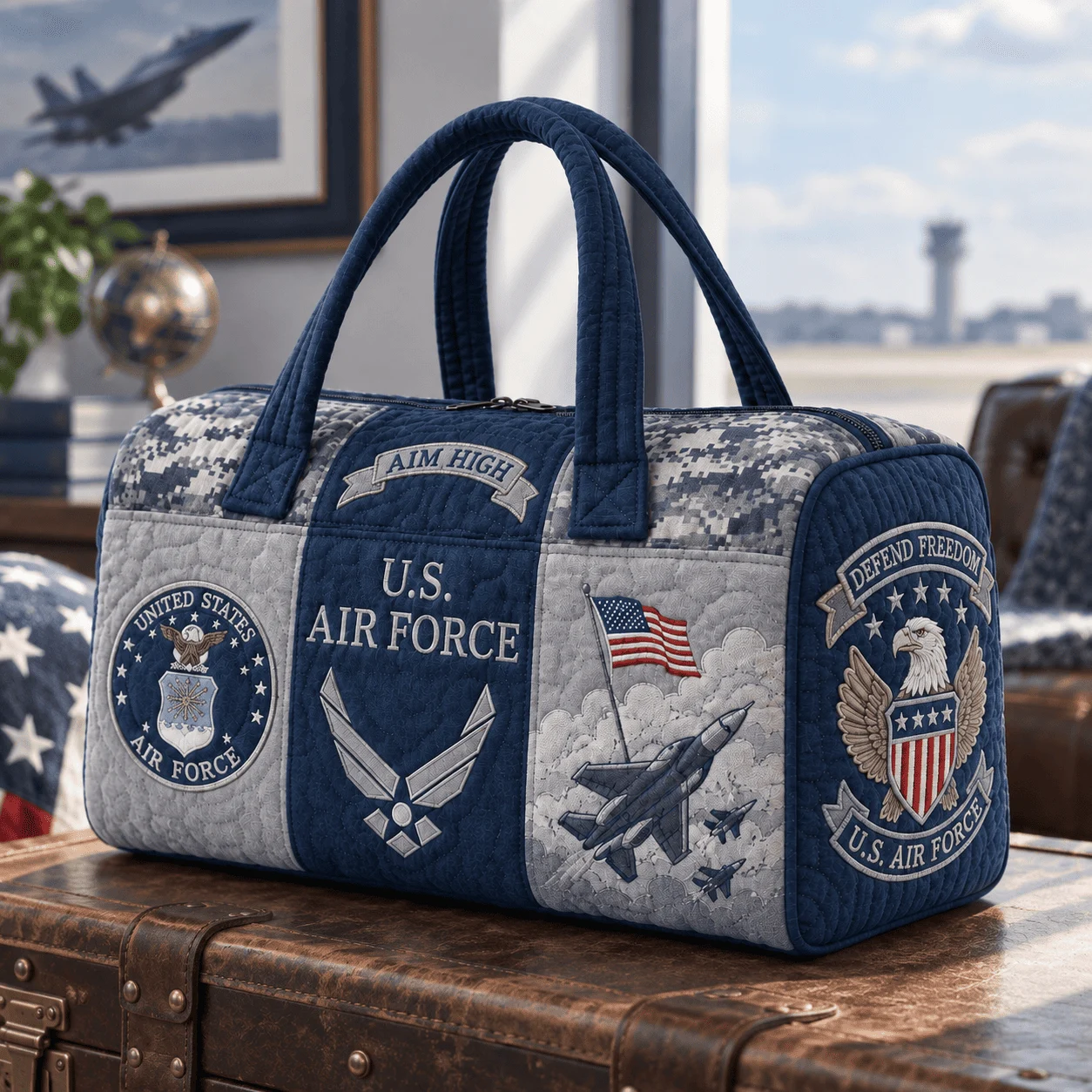 100% Handmade US Military Heritage Quilted Duffel Bag