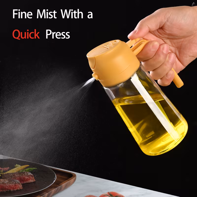 2-in-1 Olive Oil Dispenser Bottle | Spray & Pour Kitchen Oil Bottle for Healthy Cooking