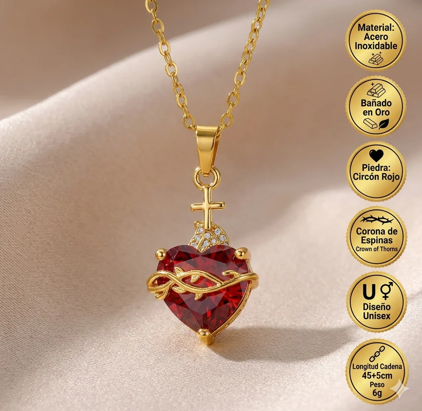Luz de Cristo: Collar Sagrado Corazón de Jesús