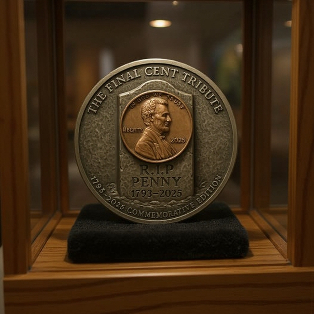 Coin displayed on wood
