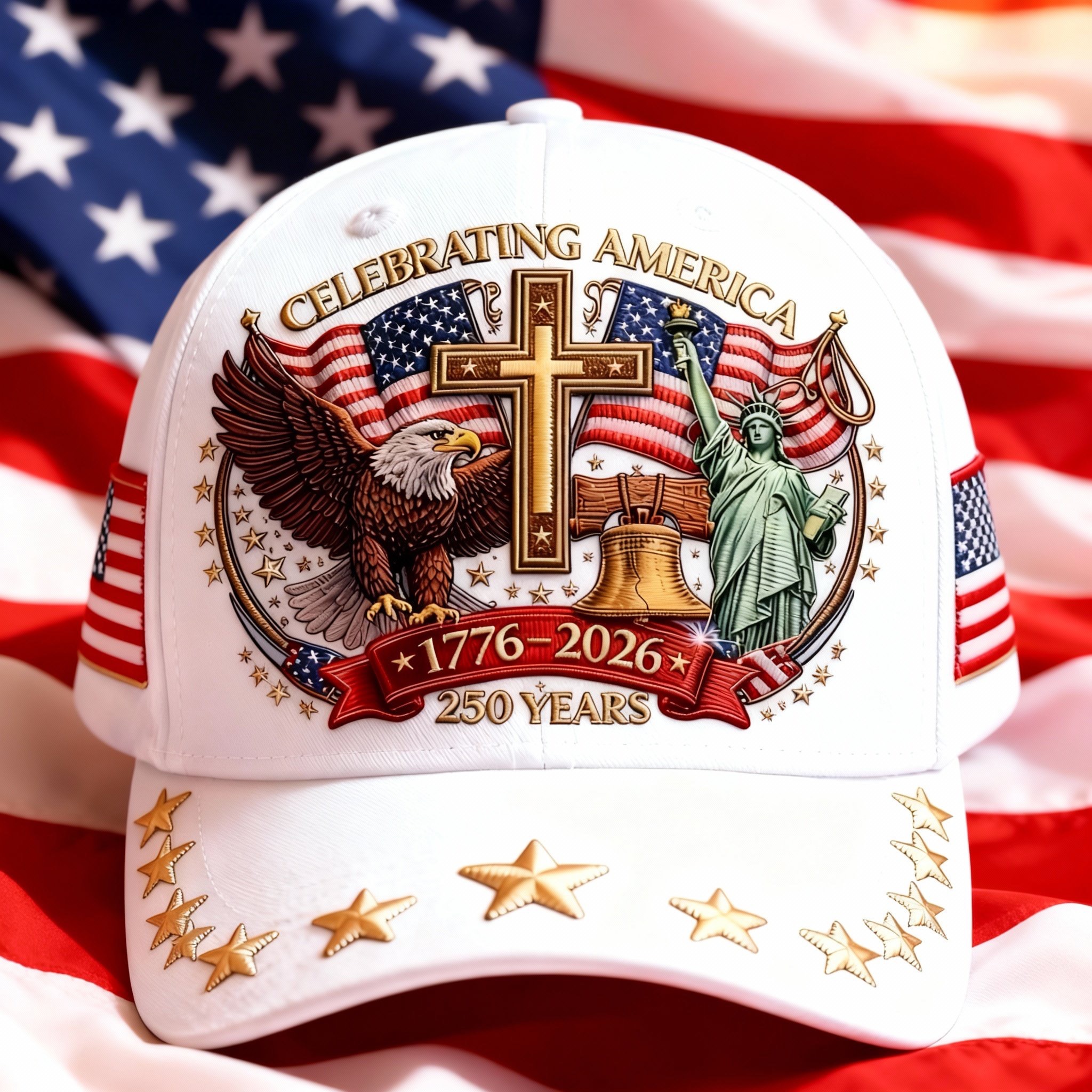 🦅Eagle & Liberty & Cross🎆United States 250th Anniversary Cap🧢