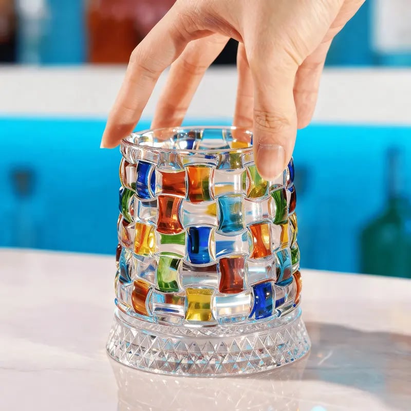 🥃Hand-Painted Embossed Rotating Whiskey Glass 