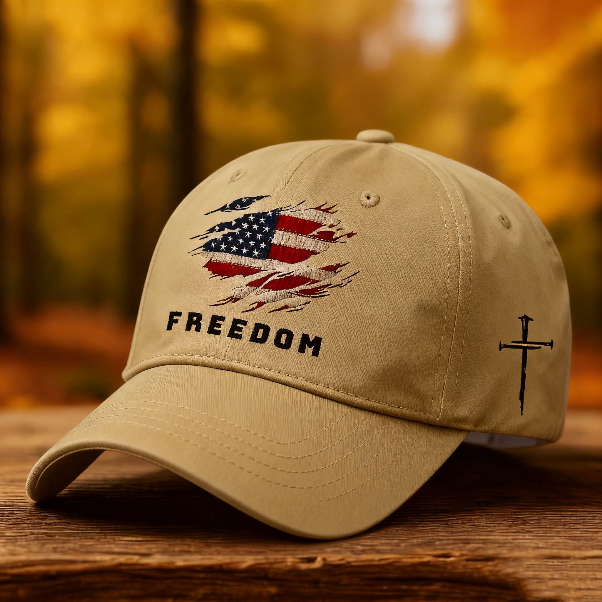 🔥LAST DAY SALE🔥Jesus 3-Nail Cross Patriotic Embroidered Adjustable Hat ✝️-Buy 2 Free shipping