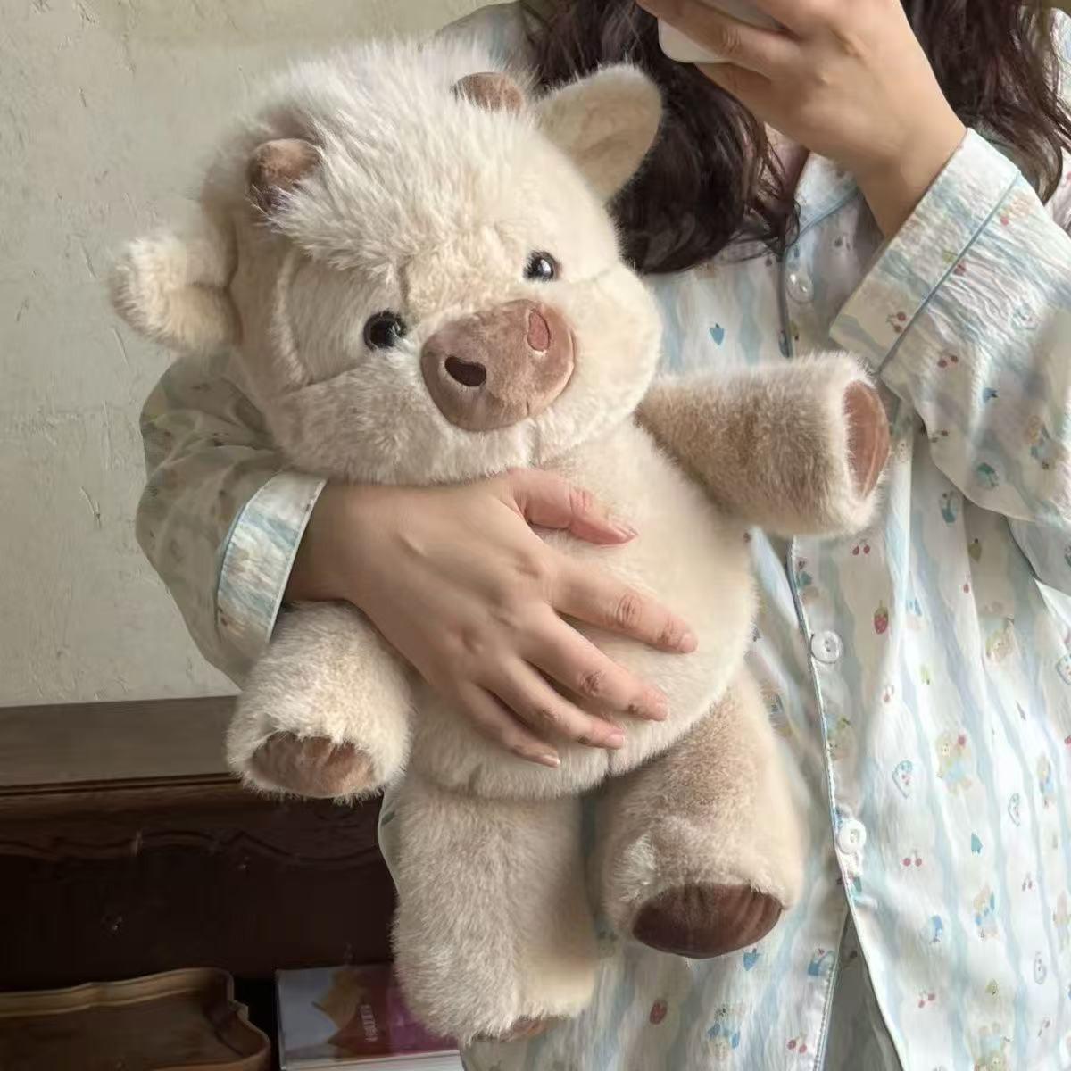 Running Highland Cow Plush Stuffed Animal, Cute Cow Design, Perfect Birthday & Christmas Gift for Kids, Home Decoration, Soft Plush Toy