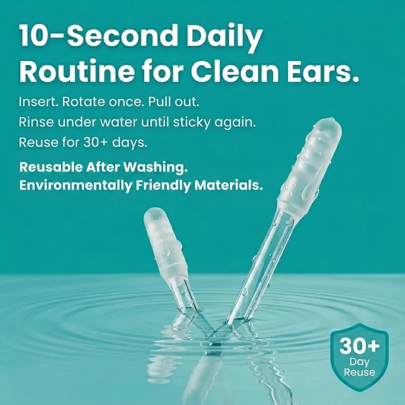 👂 Magic Reusable Sticky Ear Cleaner | Washable Ear Wax Removal Tool for Safe Home Ear Care