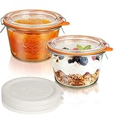 Freshmage Canning Jars 12 oz 2 Pack, Sourdough Starter Jars with 2 Lids Per Jar (Glass Sealing Li...