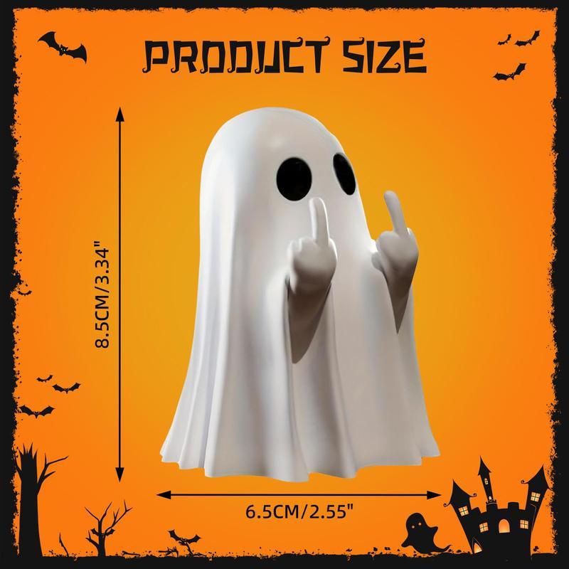 Halloween Ghost Figurine - Plastic Spooky Middle Finger Ghost Decor Cute & Edgy Indoor Outdoor Halloween Decor for Porch & Home