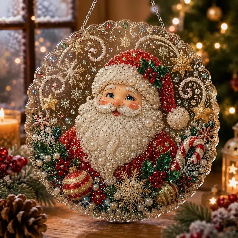 Christmas Pearl Diamond Suncatcher Ornaments – 6-Piece Set