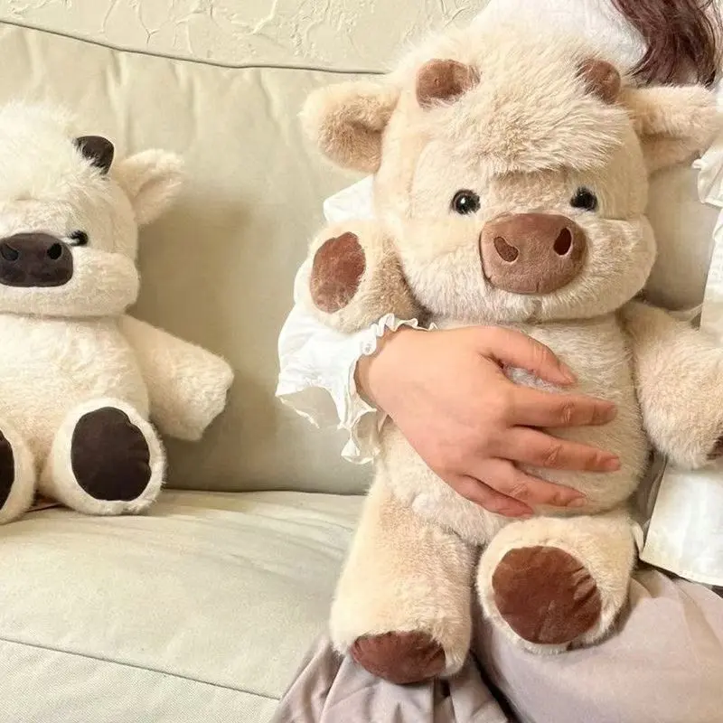 Running Highland Cow Plush Stuffed Animal, Cute Cow Design, Perfect Birthday & Christmas Gift for Kids, Home Decoration, Soft Plush Toy