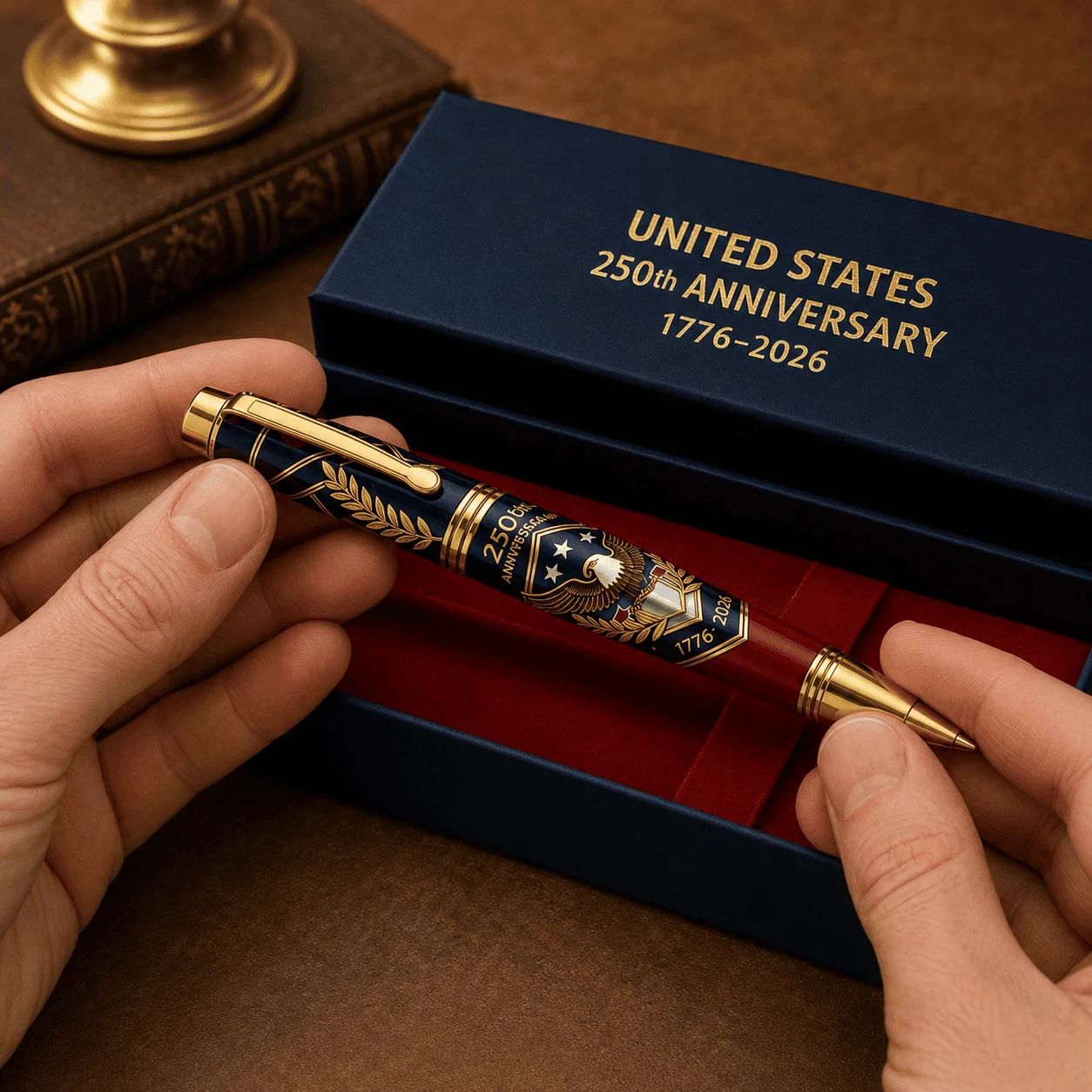 100% Handmade U.S. 250th Anniversary Commemorative Pen, Patriotic Collectible Gift
