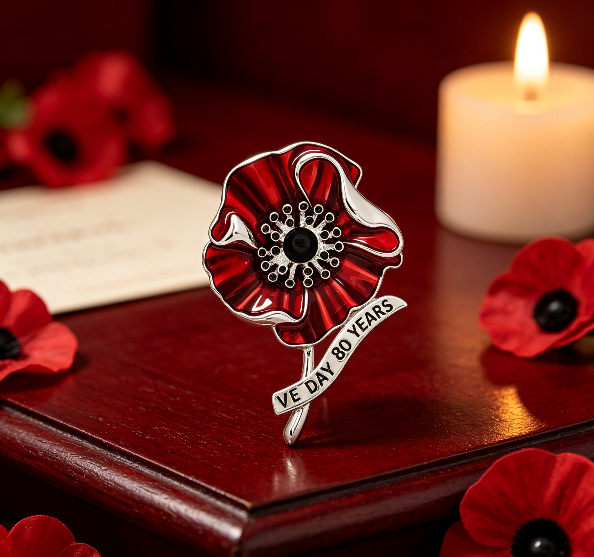 🌺 VE Day 80 Poppy Brooch | Limited Edition Anniversary Keepsake — 🎁 Limited-Time Offer