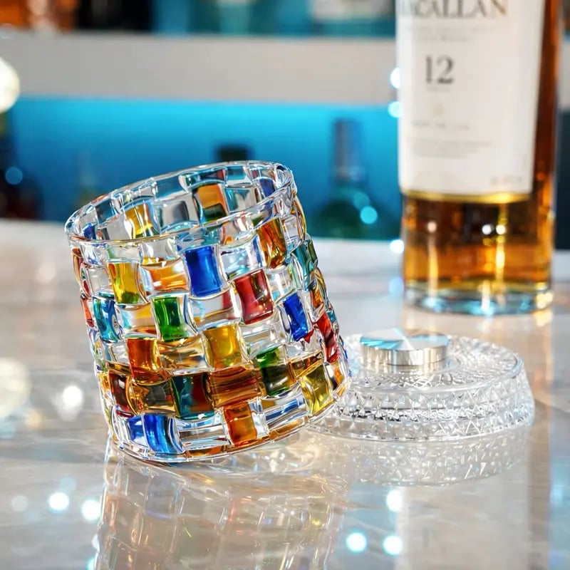 🥃Hand-Painted Embossed Rotating Whiskey Glass 
