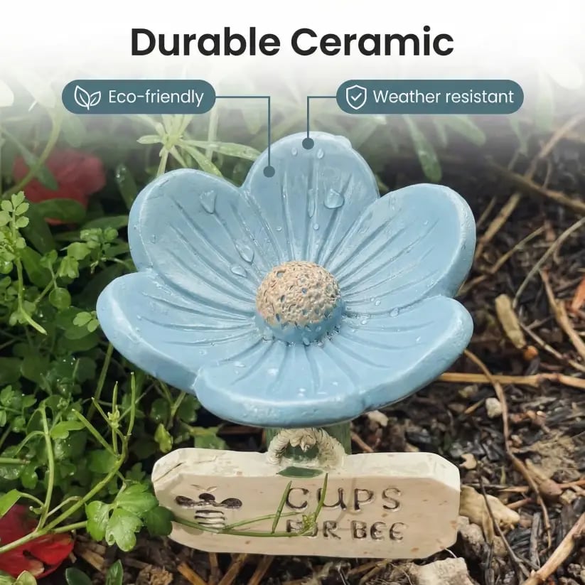 🌸🐝Flower-Shaped Ceramic Bee Watering Station