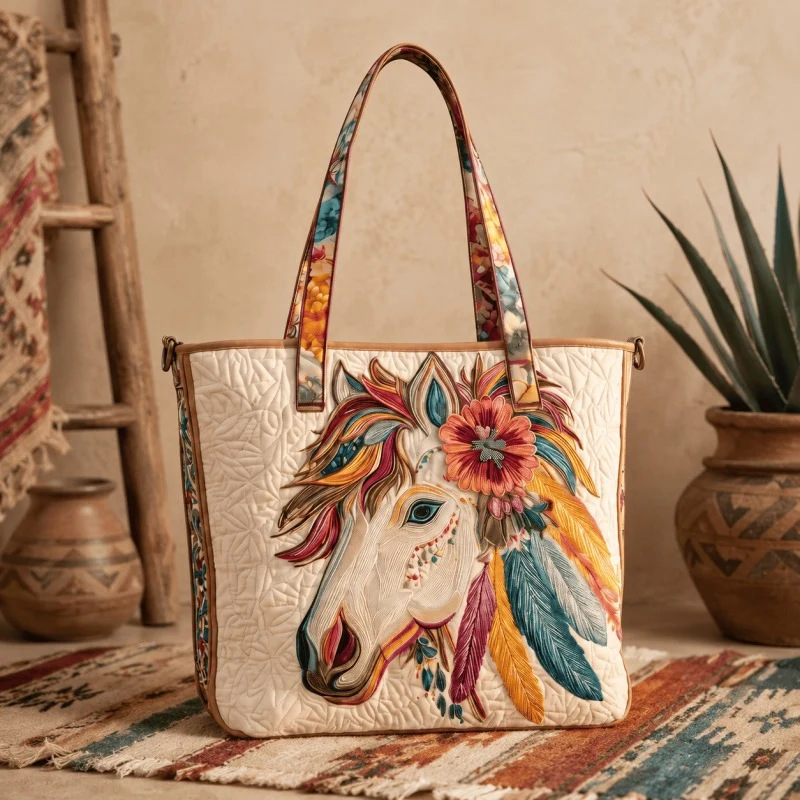 Handmade Native American Quilted Tote Bag