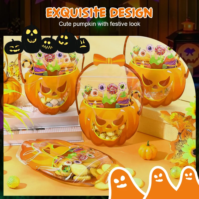 👻Halloween Bestsellers-Halloween Transparent Pumpkin Favor Bags