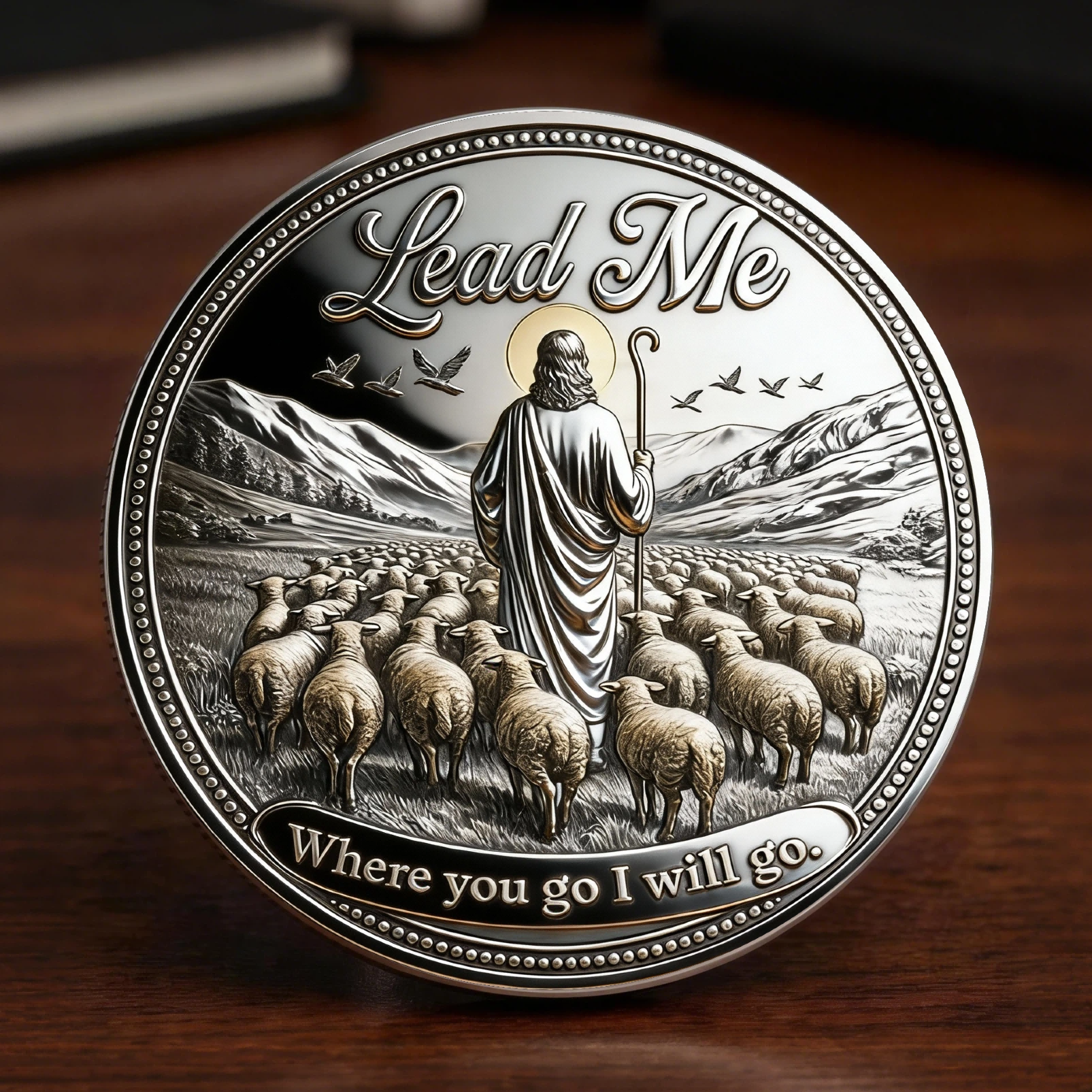 🏆Flash Sale 60% OFF -“Thou Art With Me” – The Good Shepherd Faith Commemorative Coin ✝️🐑