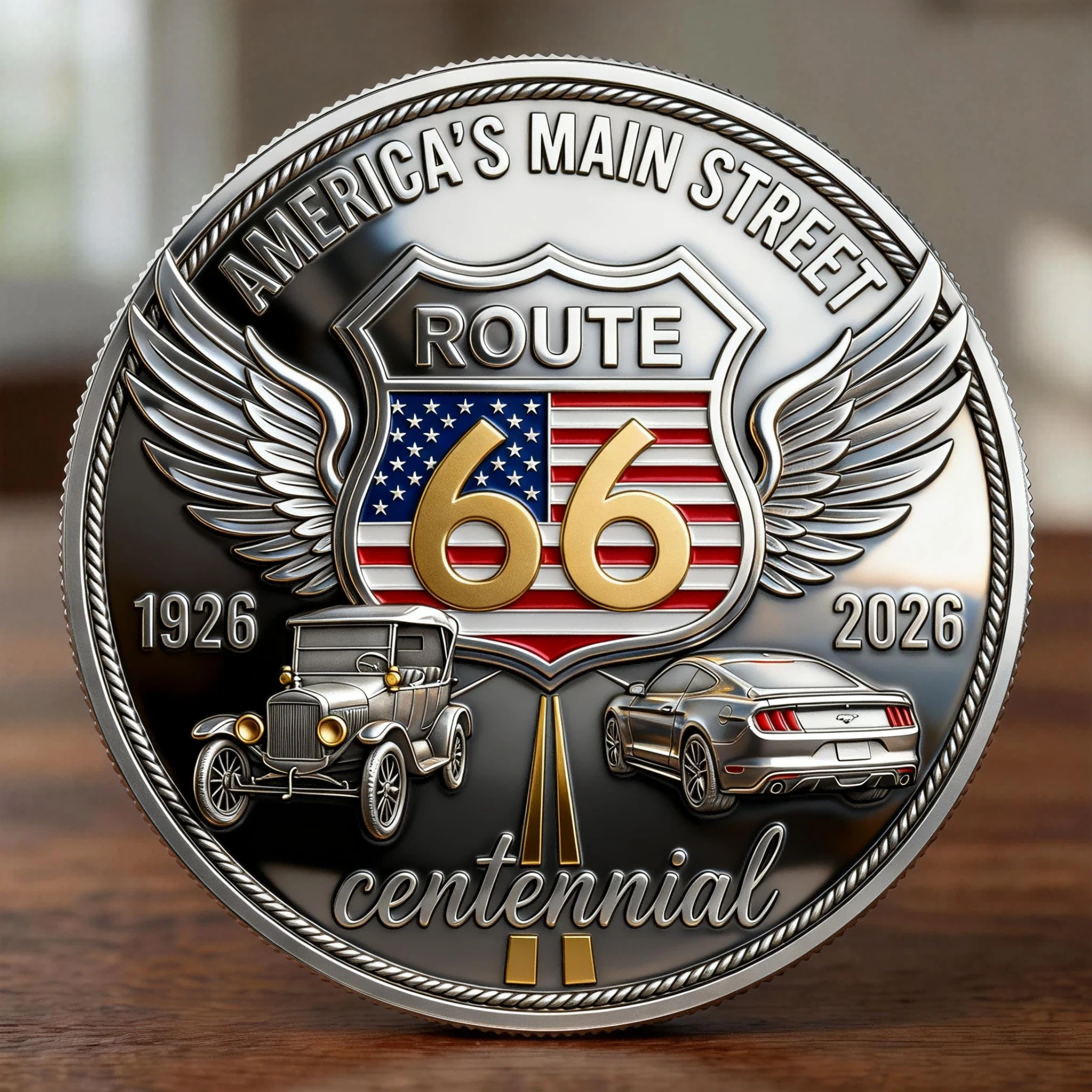 🛣️ Route 66 – 100 Years on the Road Coin