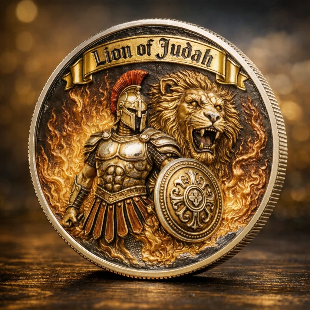 🏆NEW YEAR 60% OFF - ⚔️Lion of Judah Warrior Coin 🦁