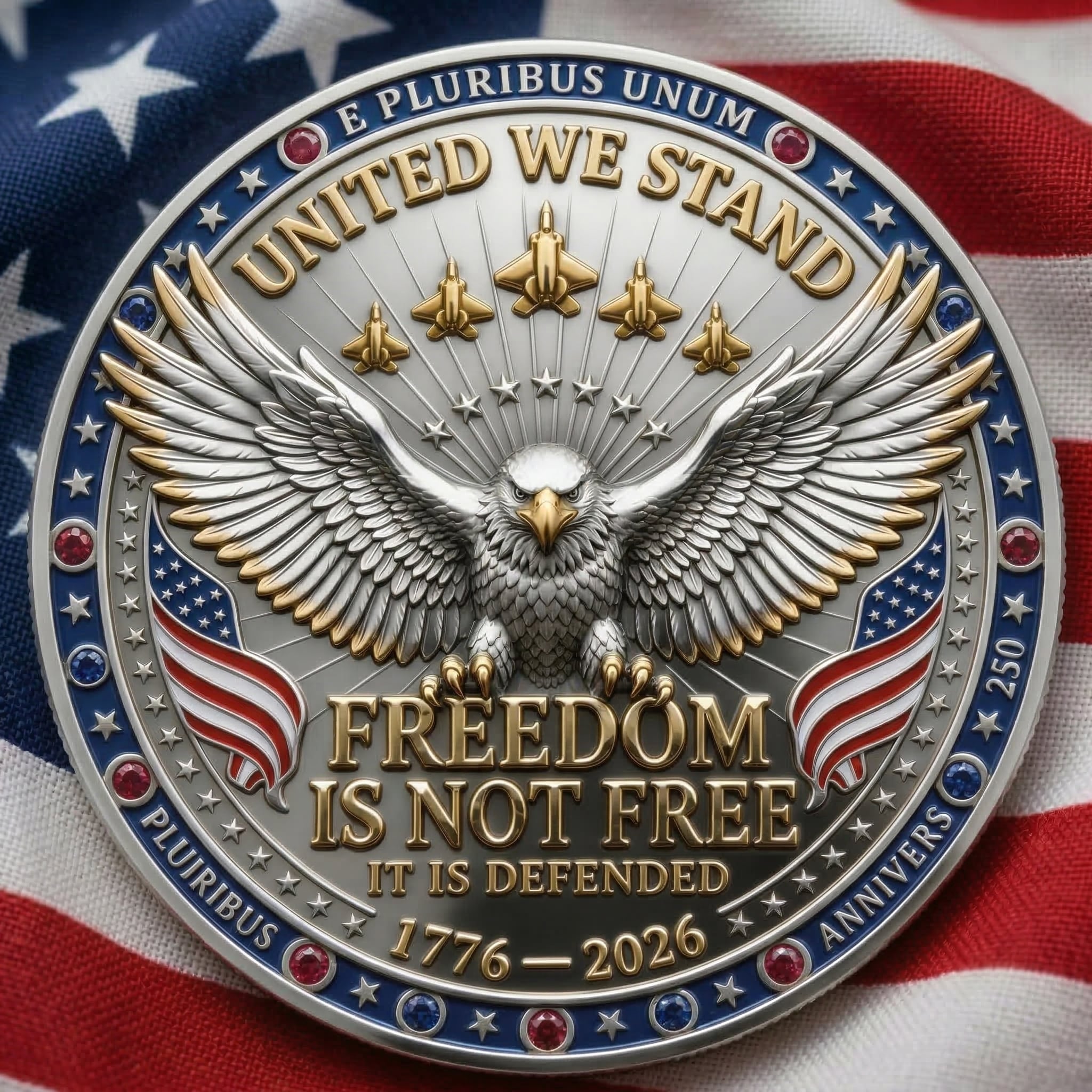 ⚡️Last Day 49% OFF - America 250 Freedom Defender Challenge Coin 🇺🇸🪙🦅