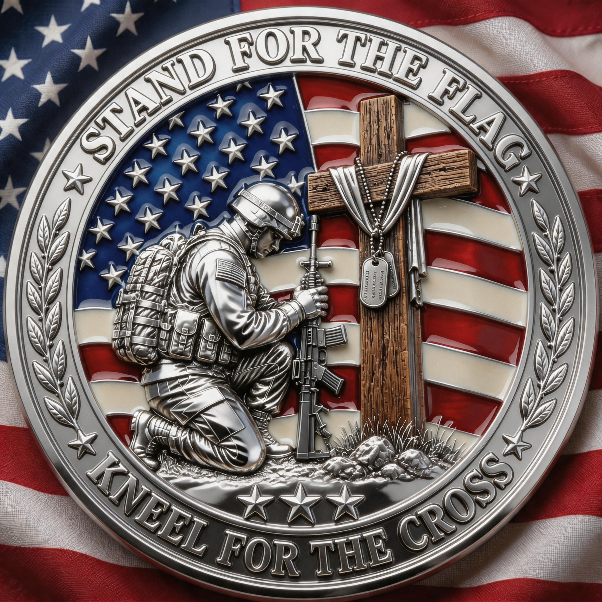 Stand for the Flag, Kneel for the Cross Coin