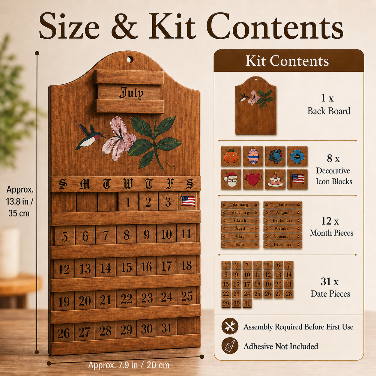 Wooden Perpetual Holiday Calendar