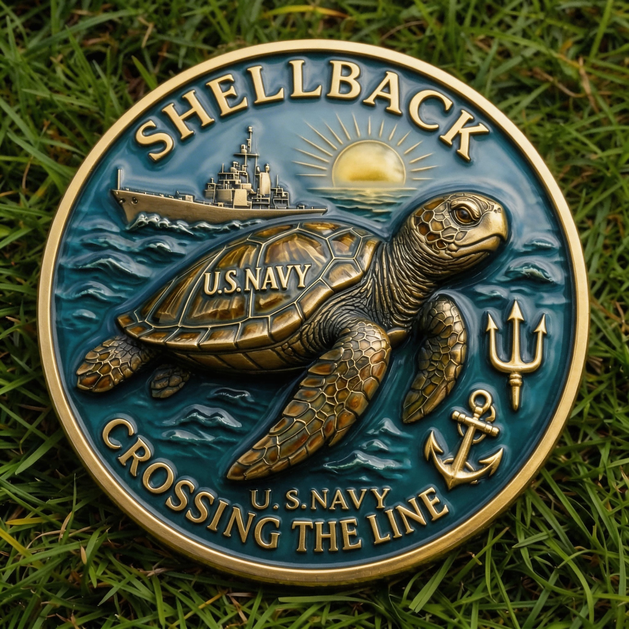 ⚡️Last Day 49% OFF - Shellback Navy Crossing Challenge Coin 🌊🐢⚓
