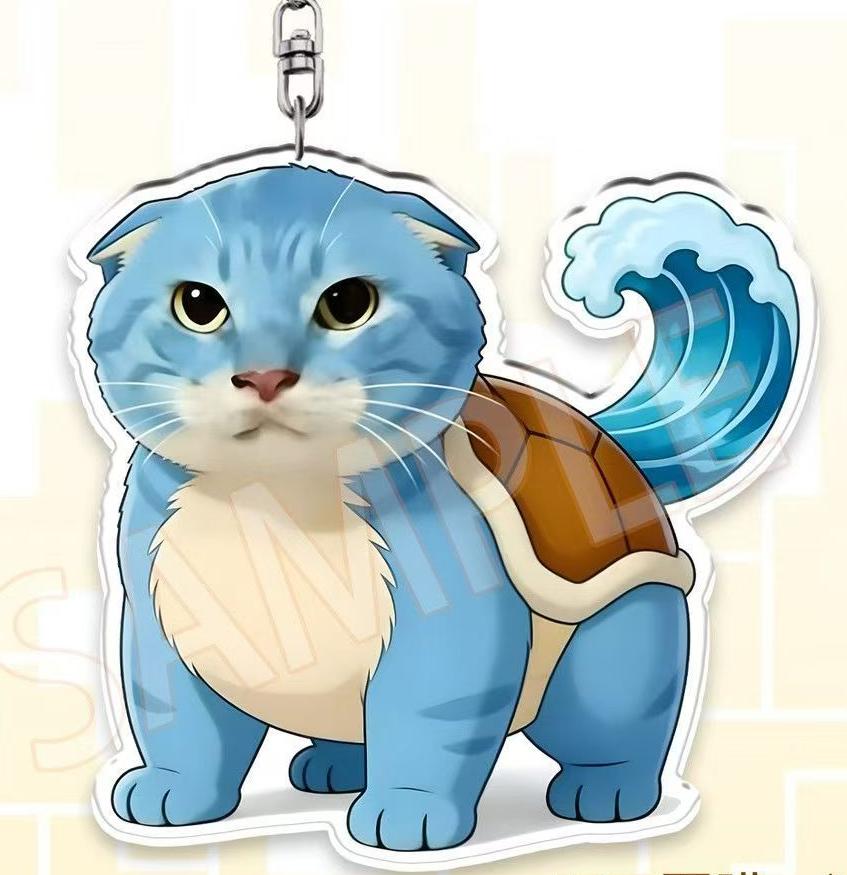 Funny Cat Meme Keychain Set