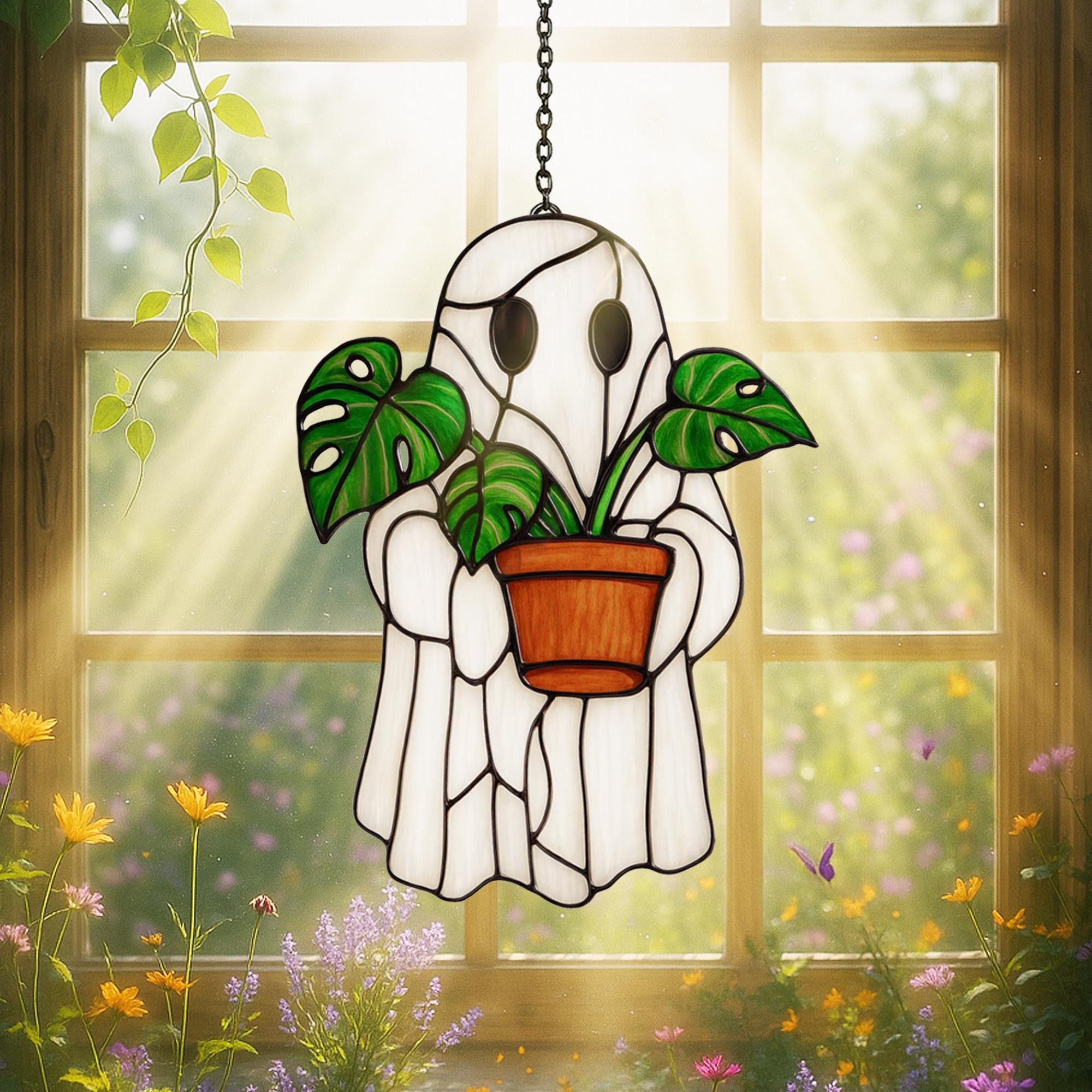 🎃👻Cute Ghost Plant Suncatcher