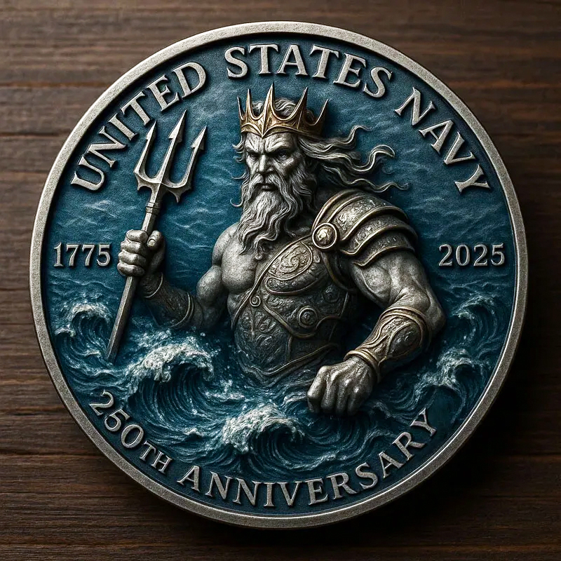 🏆Flash Sale 60% OFF - 🎖️⚓U.S. Navy 250th Anniversary Poseidon Glory Commemorative Coin