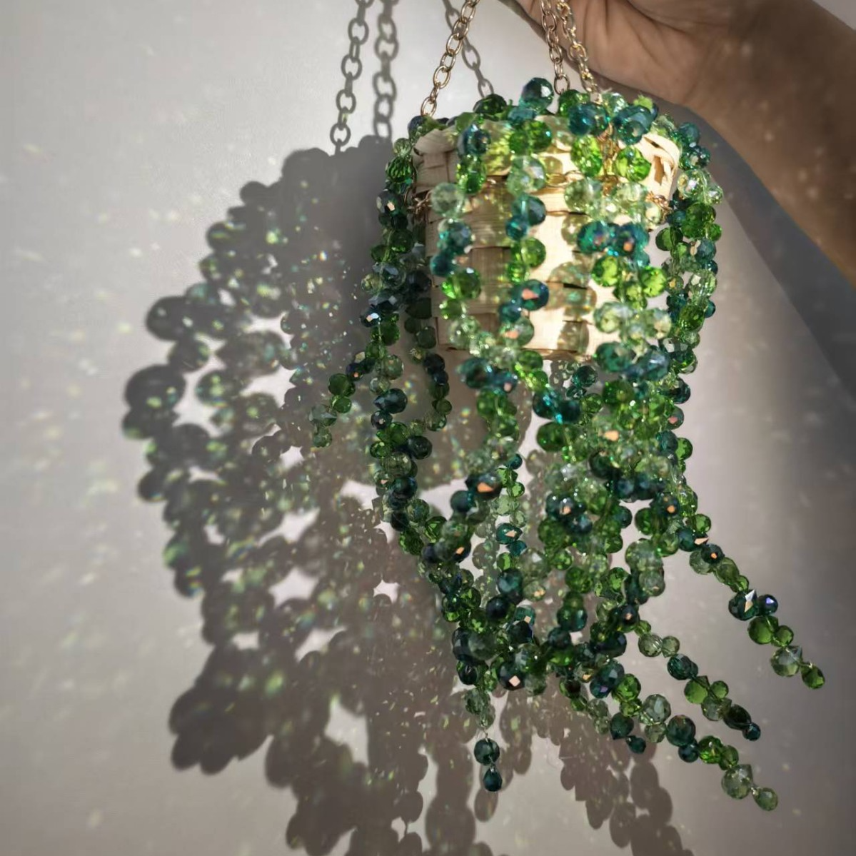 Green Crystal Sun Catcher Hanging Ornament