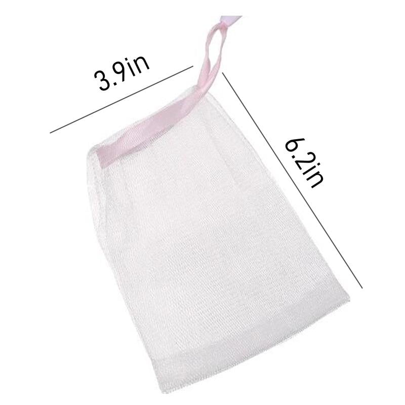 10 Counts Foaming Mesh Bags, Large Foaming, Exfoliating Face Cleansing Net for Luxurious Bath & Shower Experience, Includes White Drawstring Pouch for Easy Storage 4