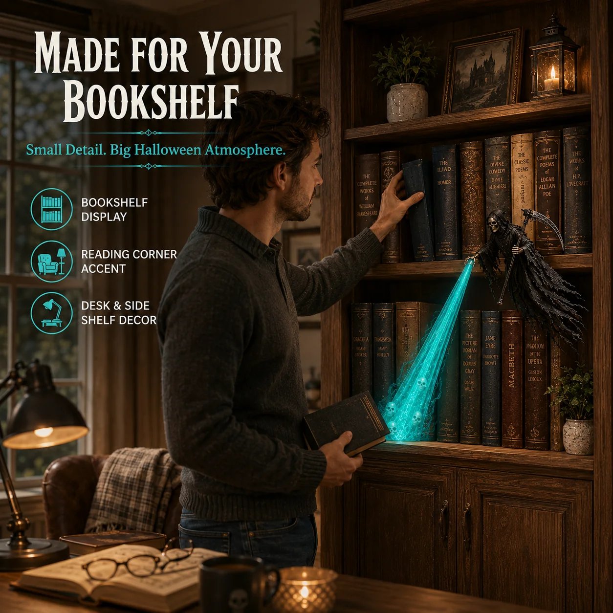 💀 Soul Harvester Halloween Bookshelf Light