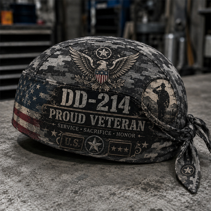 DD-214 Proud Veteran Riding Headwrap Cap