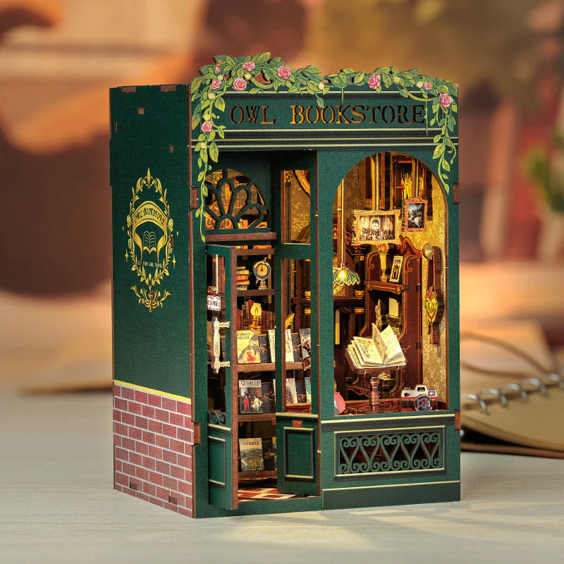 ★Mini Owl Bookstore - DIY Miniature Book Nook Kit Collection