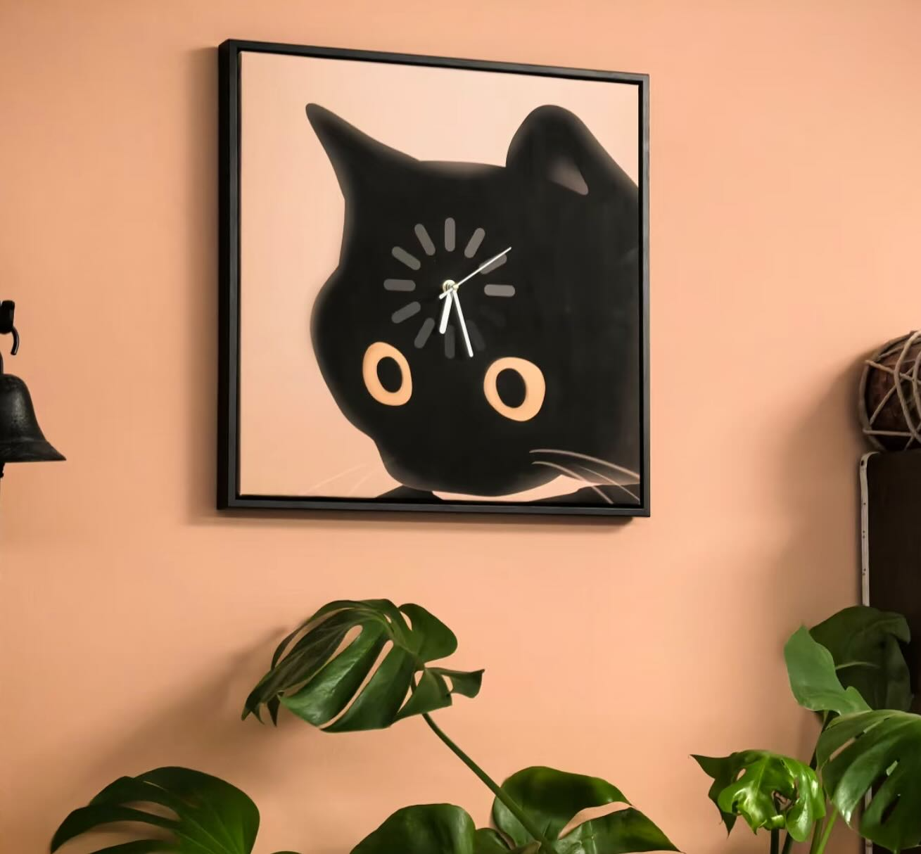 Thinking Cat Meme Wall Clock