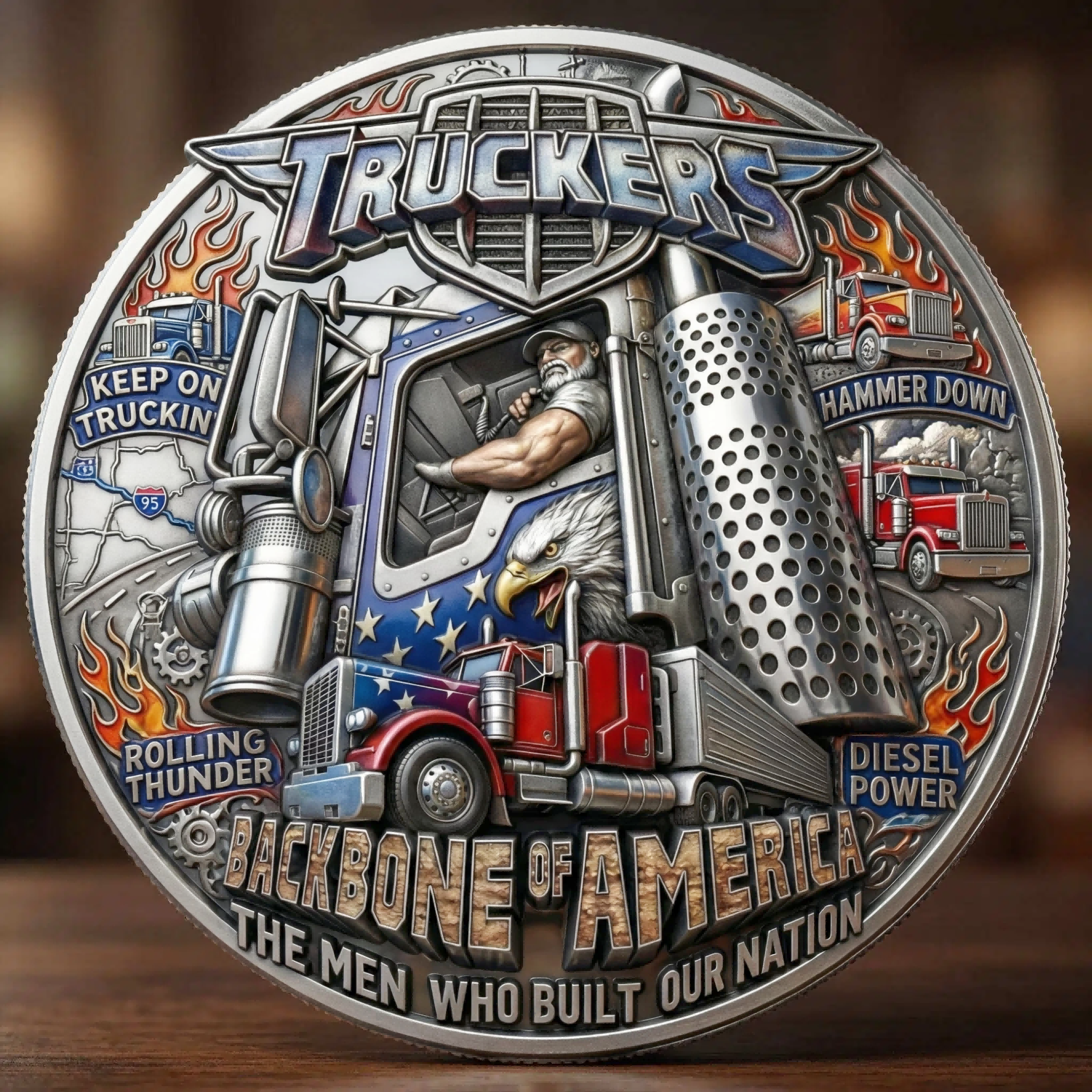 ⚡️Last Day 60% OFF - Backbone of America Trucker Commemorative Coin 🚛🪙🇺🇸